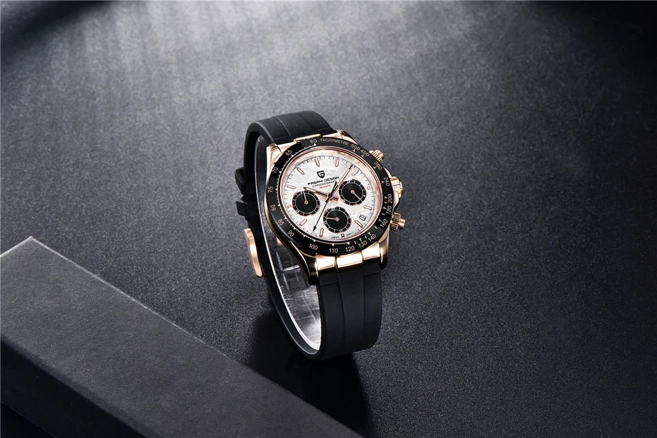 Sapphire Chrono: 40mm Stainless Steel Quartz Sports Watch