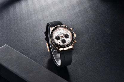 Sapphire Chrono: 40mm Stainless Steel Quartz Sports Watch