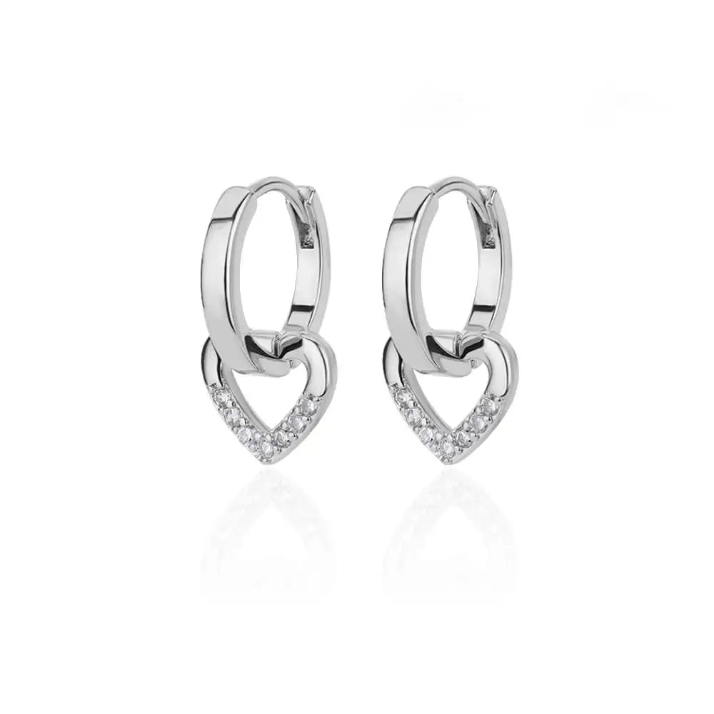 Golden Pulse: Hollow Zircon Heart Stud Earrings