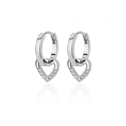 Golden Pulse: Hollow Zircon Heart Stud Earrings