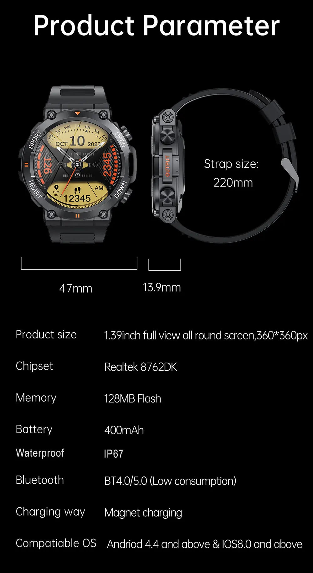 PulseSync 1.39" HD Smartwatch with Bluetooth Calling