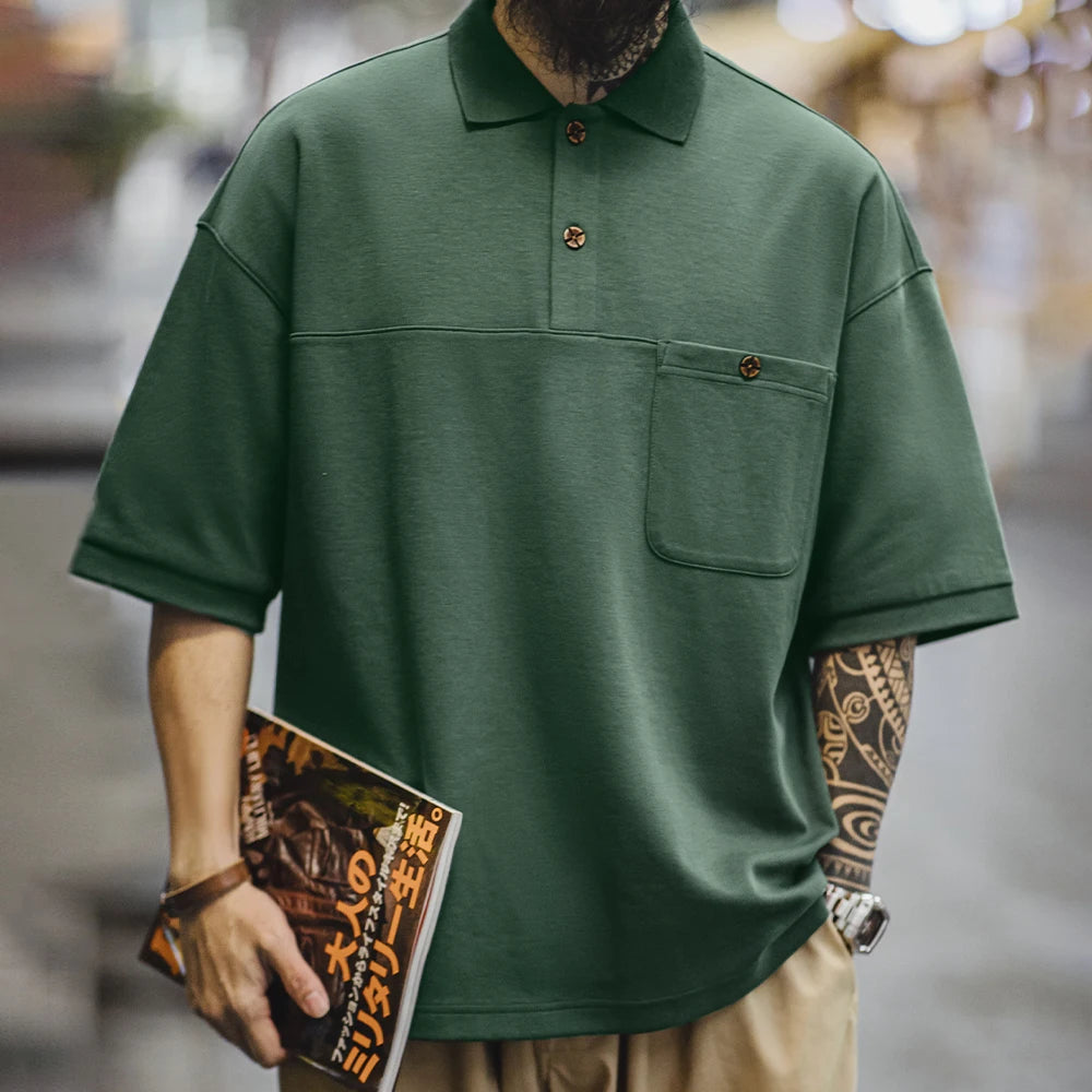 Men's Vintage Green Polo Shirt – Structured Style with Casual Ease