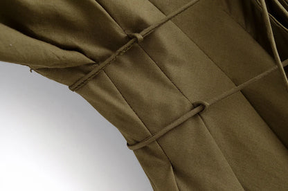 Women's V-Neck Lace-Up Midi Dress – Elegant, Backless & Summer-Ready