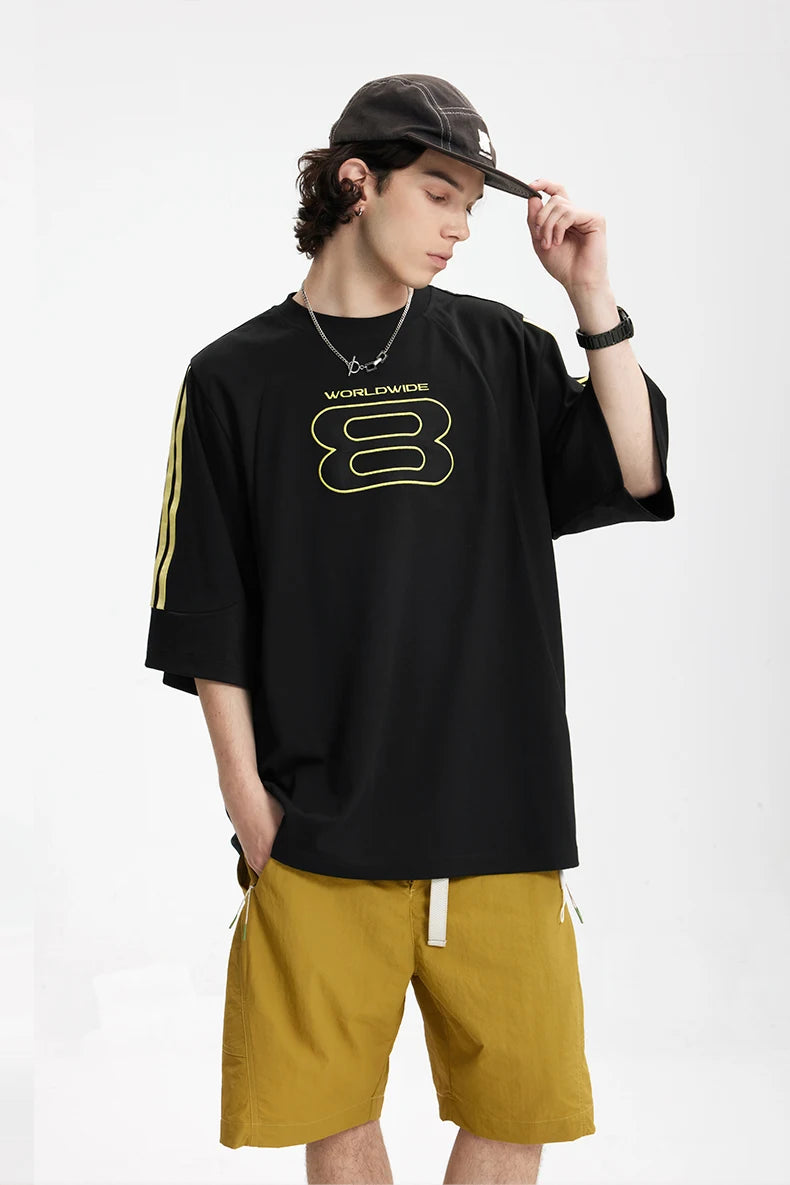 Men's Paneled Embroidered Tech T-Shirt – Built for Movement, Styled for the Street