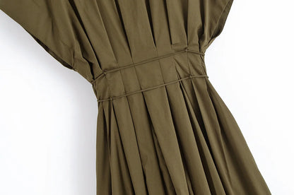 Women's V-Neck Lace-Up Midi Dress – Elegant, Backless & Summer-Ready