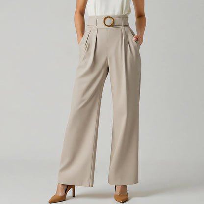 High Waist Straight Pants – Office-Ready with Sashes & Elegant Fit