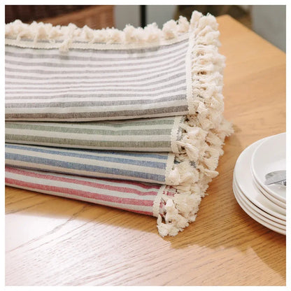 Elegant Cotton Linen Tablecloth with Tassels