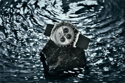 Sapphire Chrono: 40mm Stainless Steel Quartz Sports Watch