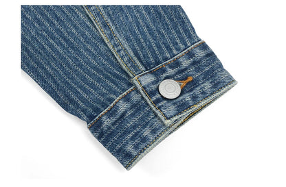 Men's Striped Denim Chore Jacket – Short Length, Oversized Utility