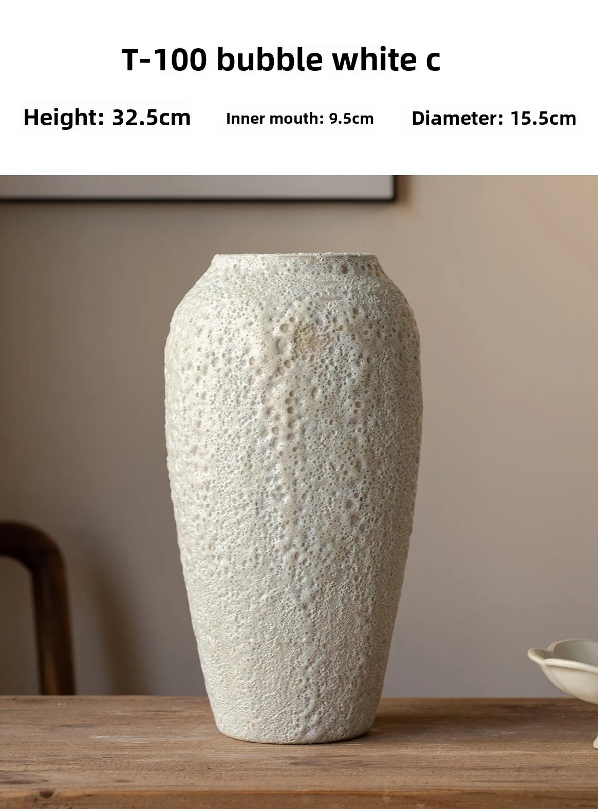 Retro Rustic White Cerc Flower Vase Bubble White Decorative Tabletop Ornament for Home Bedroom Living Room Dining Room