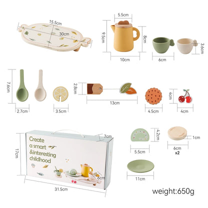 Little Tea Atelier: Montessori Wooden Tea Set with BPA-Free Silicone (Ages 3–6)