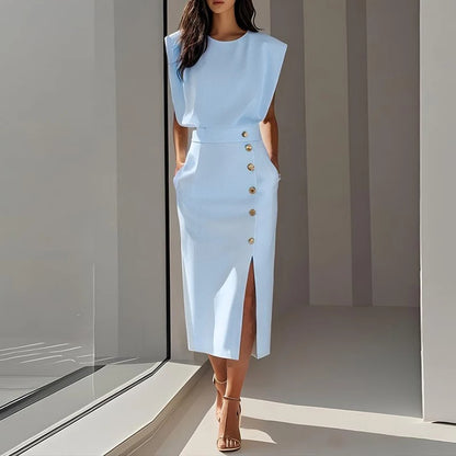 Women's Slim Fit Sleeveless Dress – Elegant Office-to-Event Look