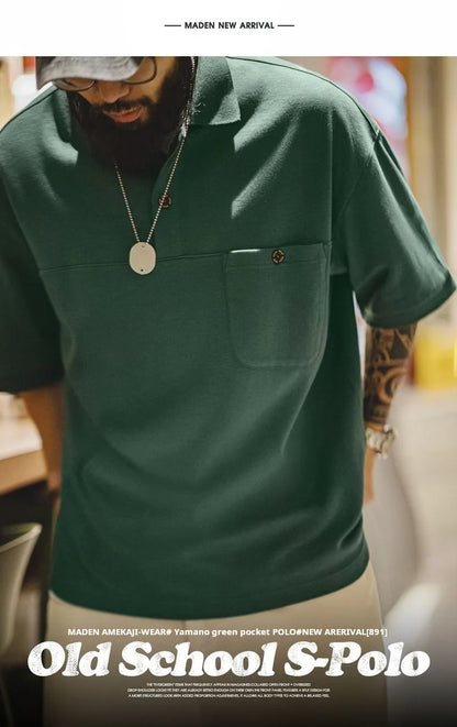 Men's Vintage Green Polo Shirt – Structured Style with Casual Ease