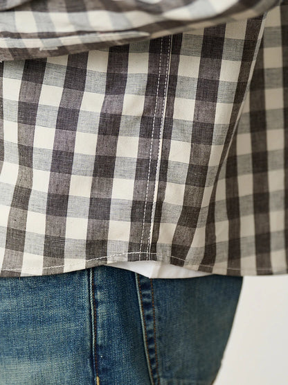 Men's Oversized Plaid Linen-Cotton Shirt – Lightweight Comfort With Classic Style