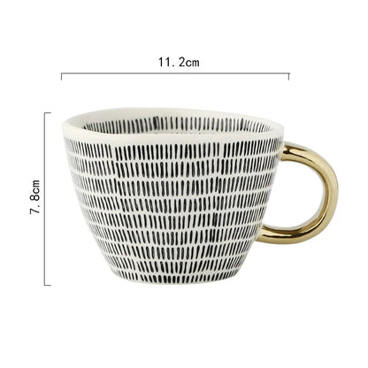 Golden Form: Geometric Hand-Painted Mug