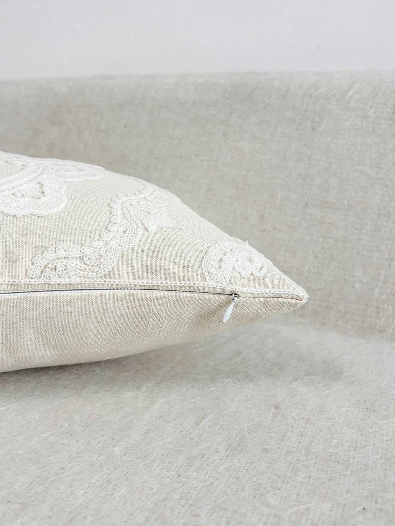 Hand-Embroidered Round Cushion Cover