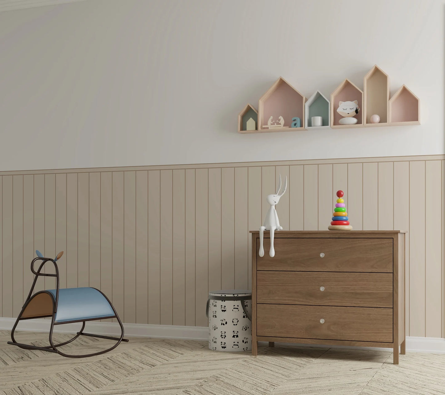 Beige Wall Panel Wallpaper