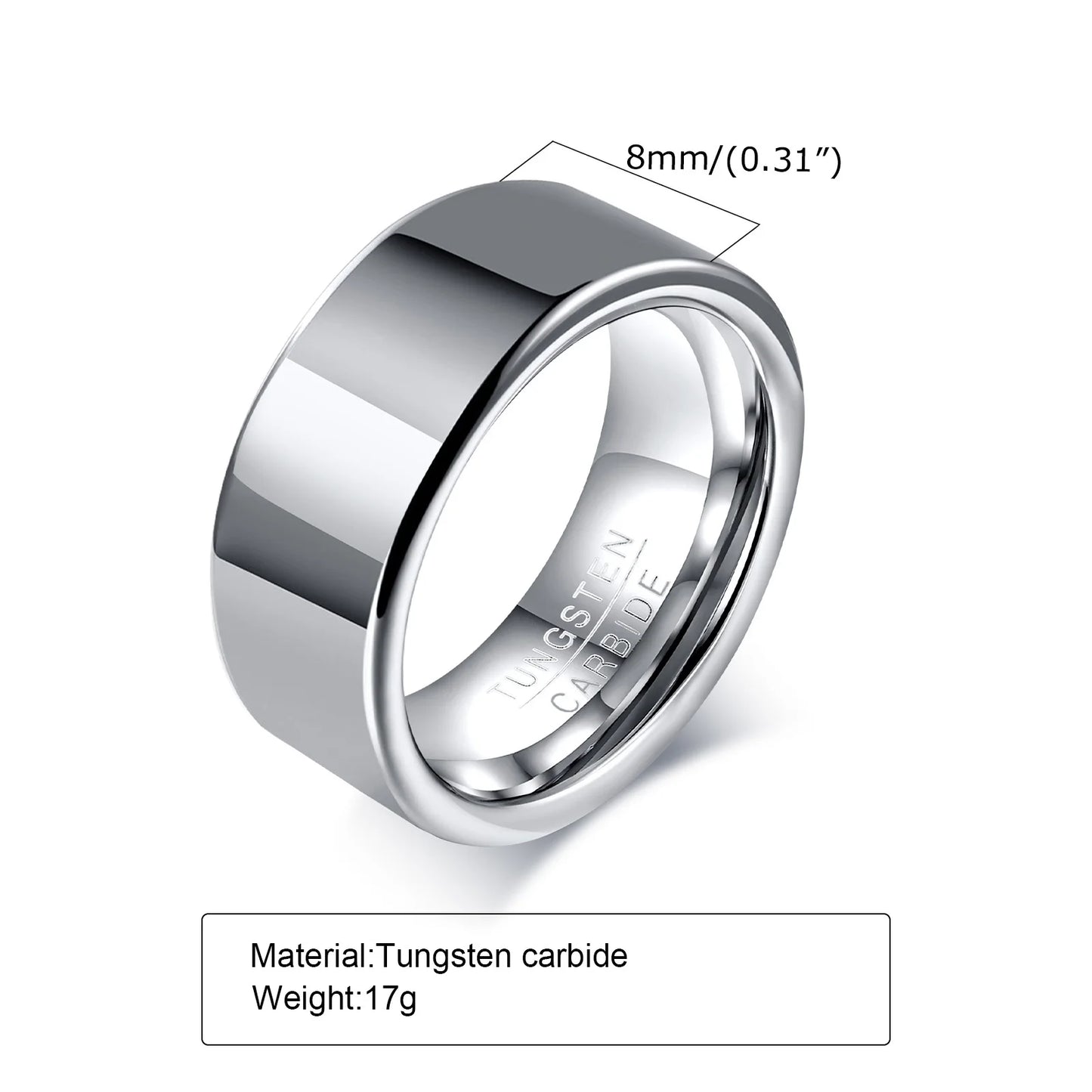 Vnox Signature: 8mm Tungsten Wedding Band for Men – Classic Plain & Anti-Scratch Design