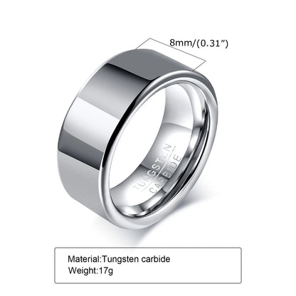 Vnox Signature: 8mm Tungsten Wedding Band for Men – Classic Plain & Anti-Scratch Design