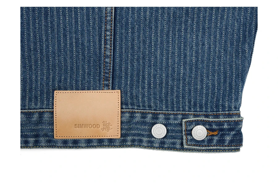 Men's Striped Denim Chore Jacket – Short Length, Oversized Utility