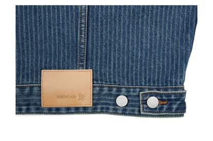 Men's Striped Denim Chore Jacket – Short Length, Oversized Utility