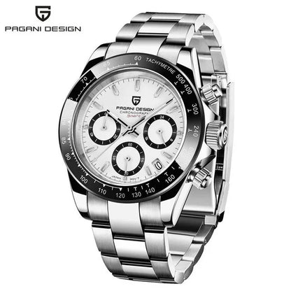 Sapphire Chrono: 40mm Stainless Steel Quartz Sports Watch