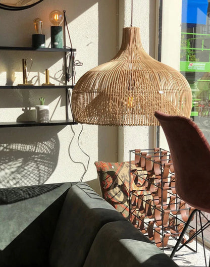 Glow Nest: Handwoven Rattan Pendant Lamp