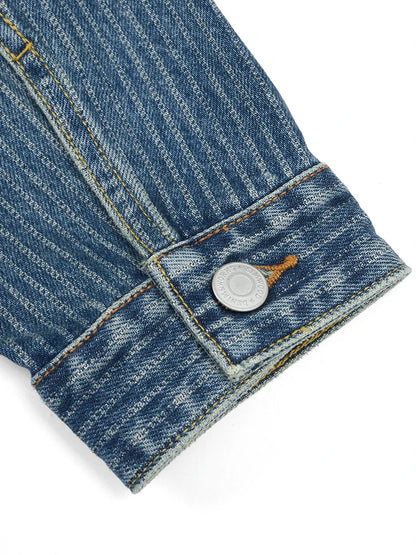 Men's Striped Denim Chore Jacket – Short Length, Oversized Utility