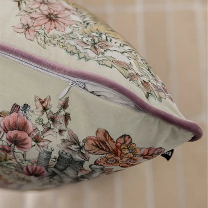 Vintage Floral Velvet Throw Pillow Covers Home Art Deco Pillowcase Square Pillow Case Cushion Cover for Bed Sofa Living Room Car