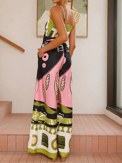 Women's Sleeveless Lace-Up Jumpsuit – Summer Chic with Sweetheart Neck