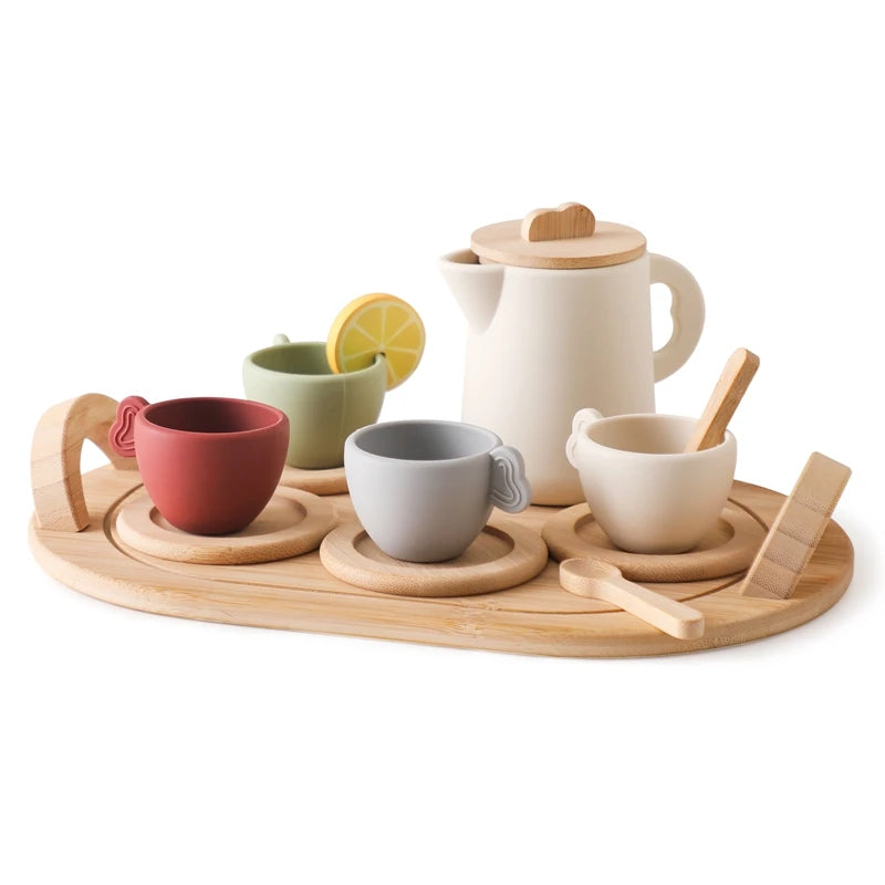Little Tea Atelier: Montessori Wooden Tea Set with BPA-Free Silicone (Ages 3–6)