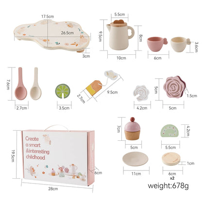 Little Tea Atelier: Montessori Wooden Tea Set with BPA-Free Silicone (Ages 3–6)
