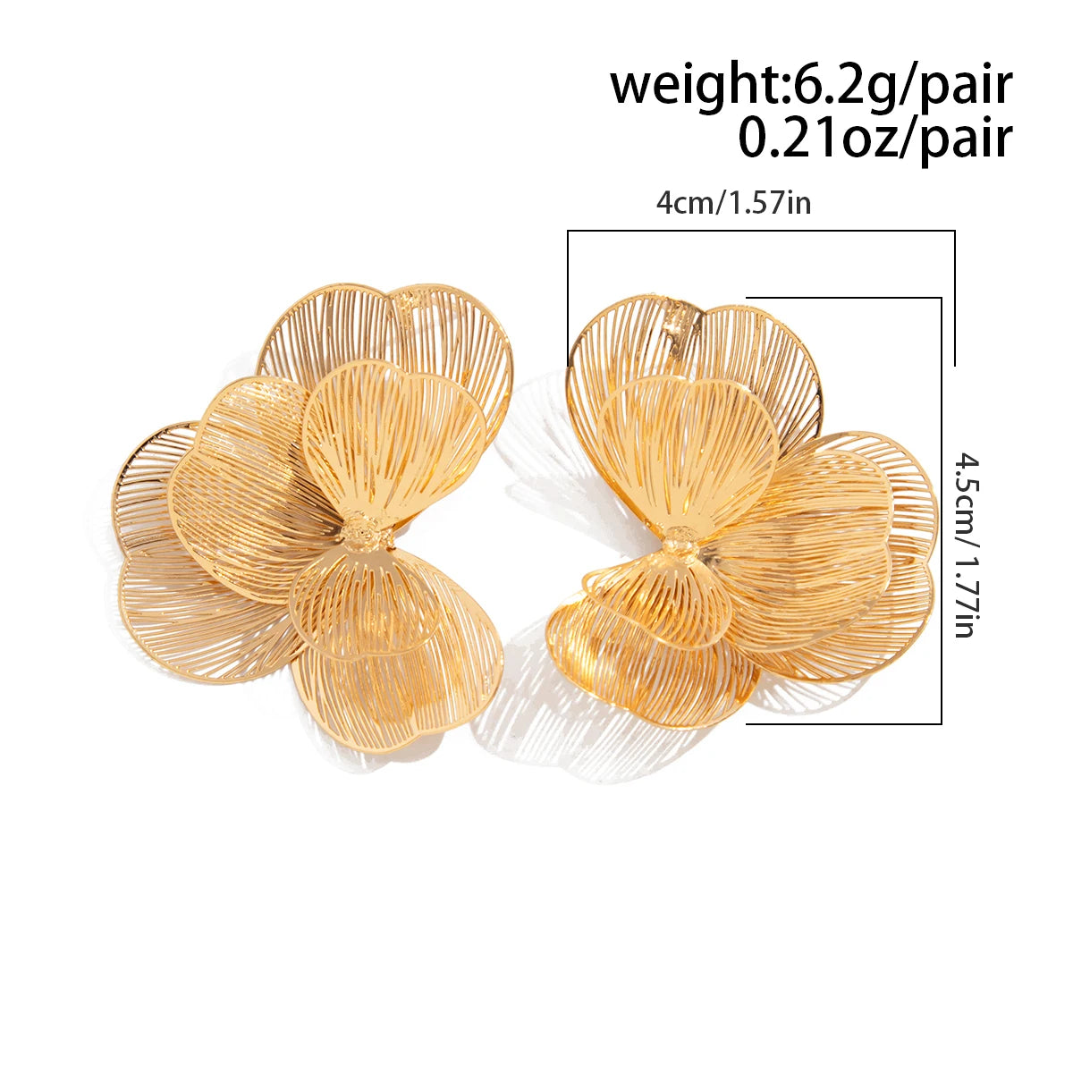 Golden Bloom: Elegant Multi-Layer Petal Stud Earrings