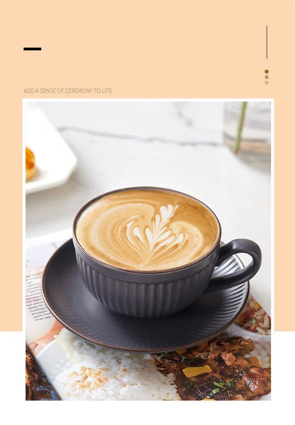 European Retro Ceramic Mug with Saucer
