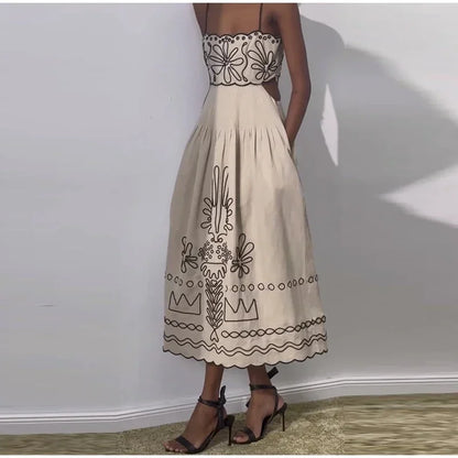 Soléa – Hollow-Out Printed Beach Dress for Women