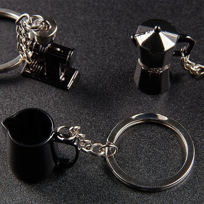 Coffee Supplies Keychain Mini Tamper Keychain Portable Fashionable Zinc Alloy Coffee Keychain Decoration Gift for Coffee Lovers