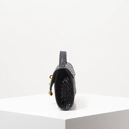 Vintage Faux Leather Woven Baguette Bag, Flap Women Clutch,Elegant Evening Bag,Burgundy Purse,Lady Dress Party,Wedding Item(Random Pattern)