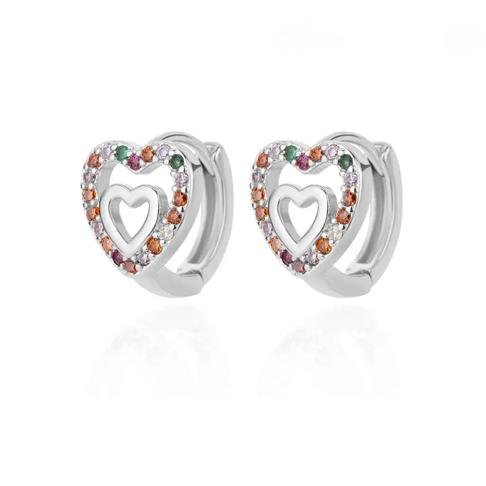 Golden Pulse: Hollow Zircon Heart Stud Earrings