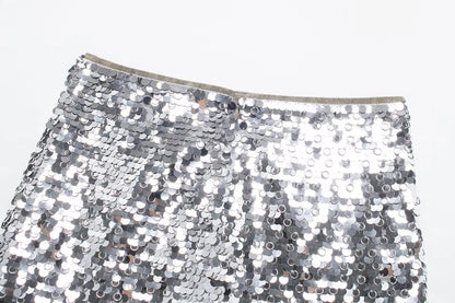 Women's Glitter Sequin Open Vest – Tailored Sparkle for Autumn Nights