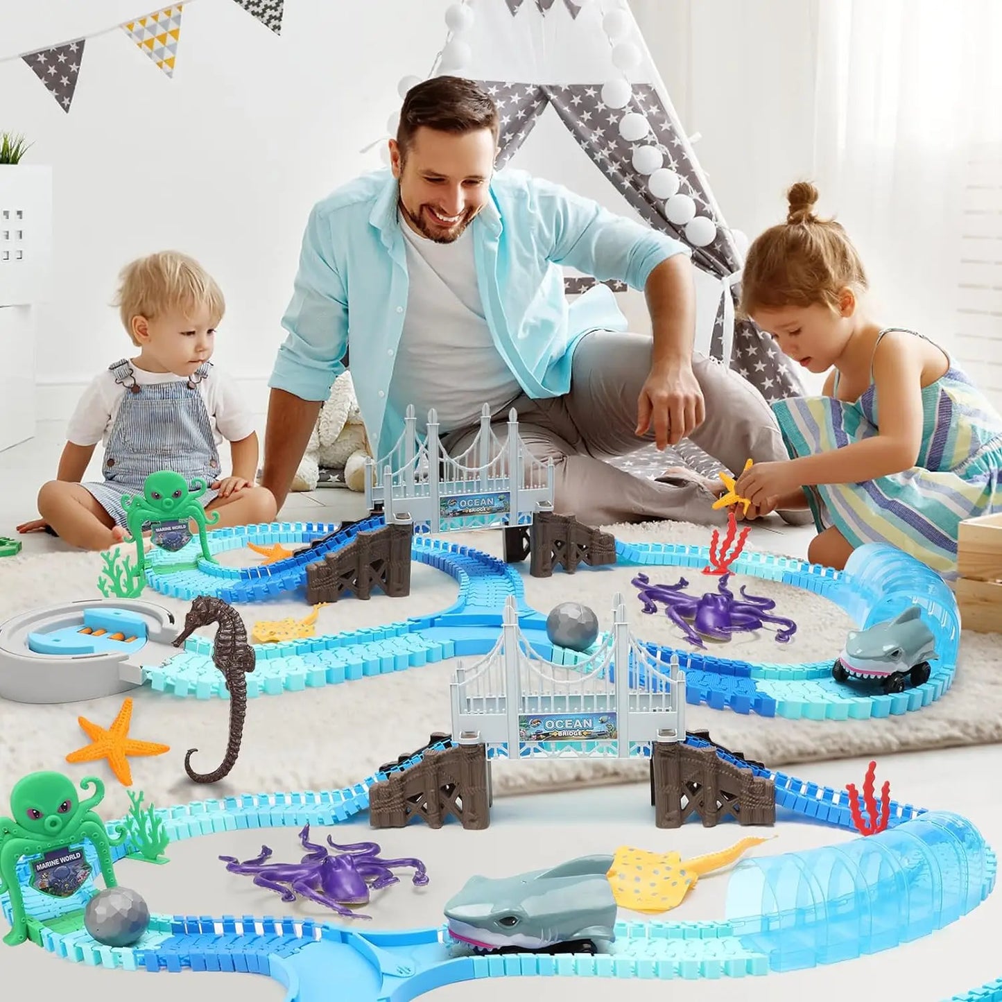 Blue Ocean Shark Track: Flexible Racing Adventure (Ages 3–8)