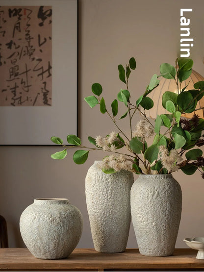 Retro Rustic White Cerc Flower Vase Bubble White Decorative Tabletop Ornament for Home Bedroom Living Room Dining Room