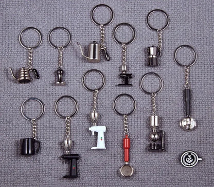 Coffee Supplies Keychain Mini Tamper Keychain Portable Fashionable Zinc Alloy Coffee Keychain Decoration Gift for Coffee Lovers