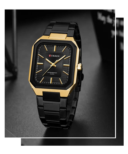 Edge Time: Rectangular Stainless Steel Business Watch for Men