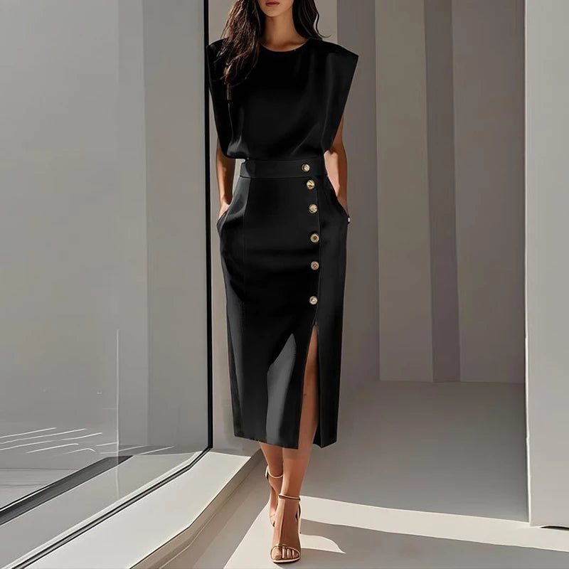 Women's Slim Fit Sleeveless Dress – Elegant Office-to-Event Look