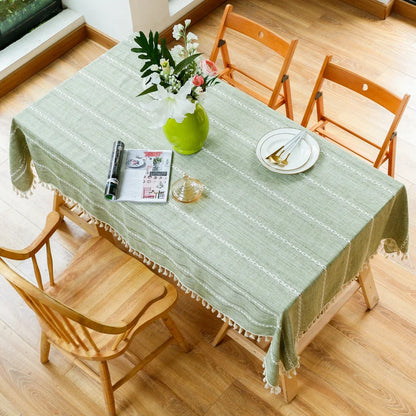 Lace Grain: Hollow Jacquard Linen Tablecloth
