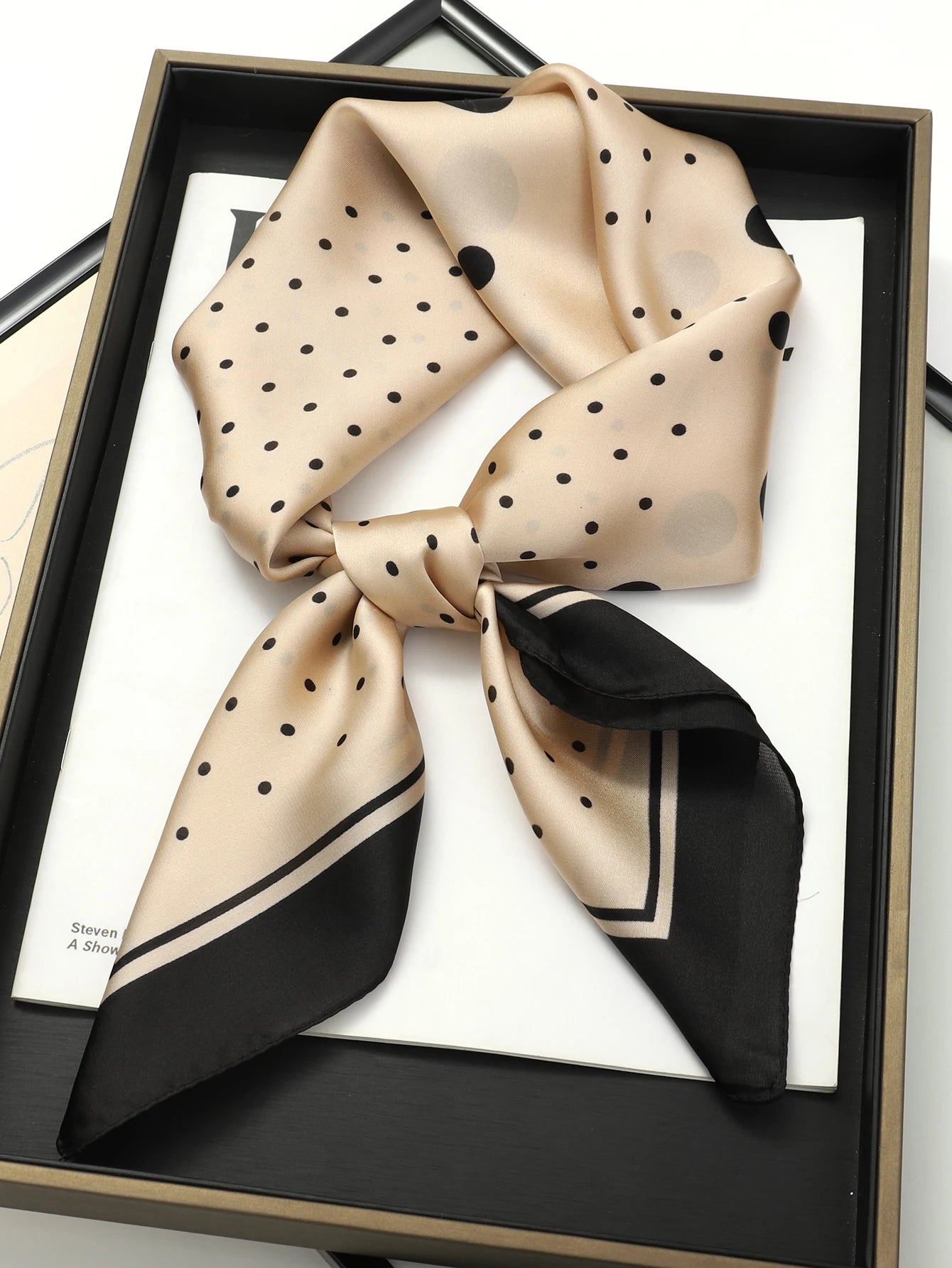 Silken Loop: Printed Satin Square Scarf for Women