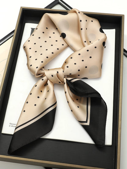 Silken Loop: Printed Satin Square Scarf for Women