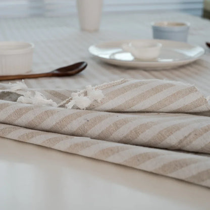 Elegant Cotton Linen Tablecloth with Tassels