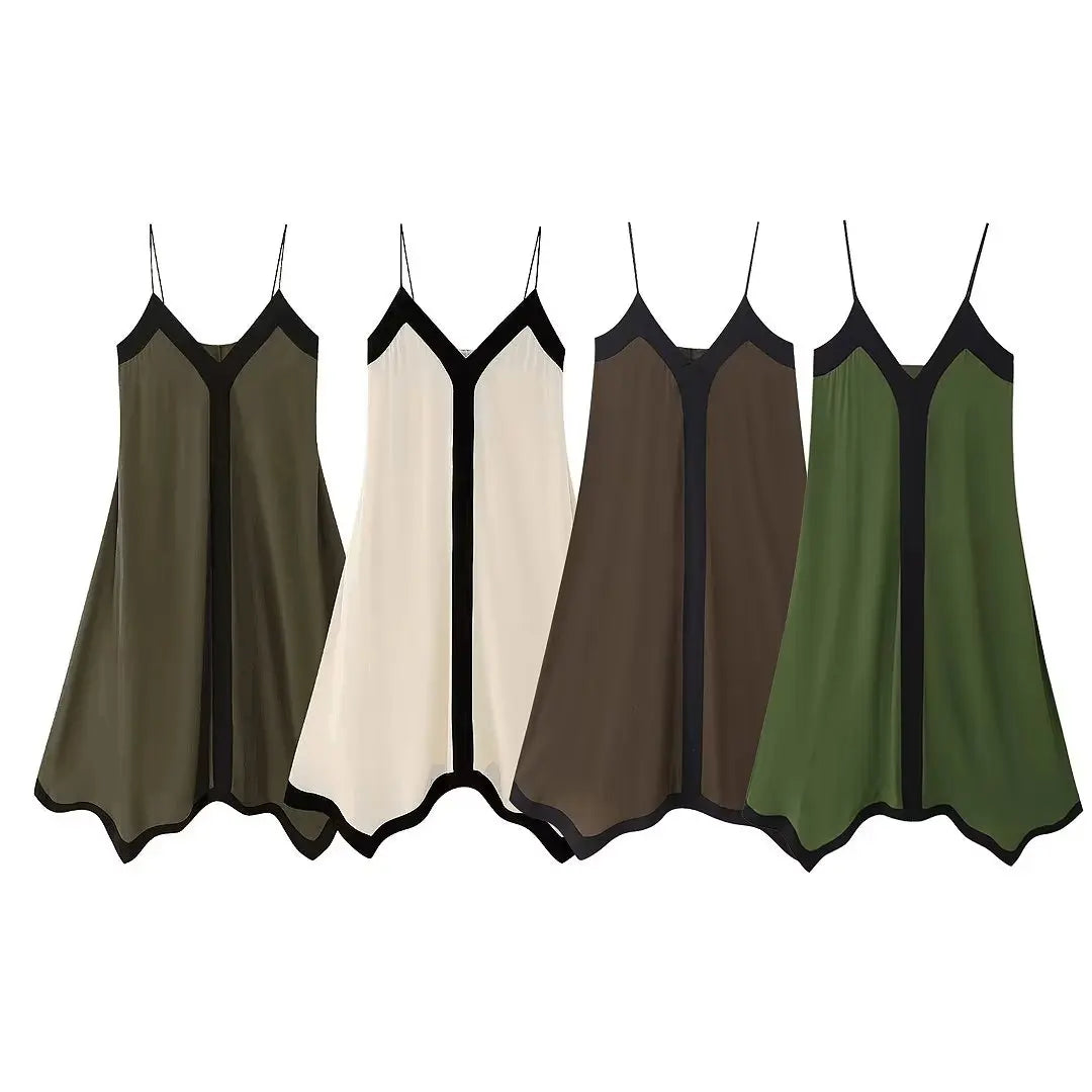 Camisole Dress Summer Sexy – Women's V-Neck Lace-Up Midi Dress