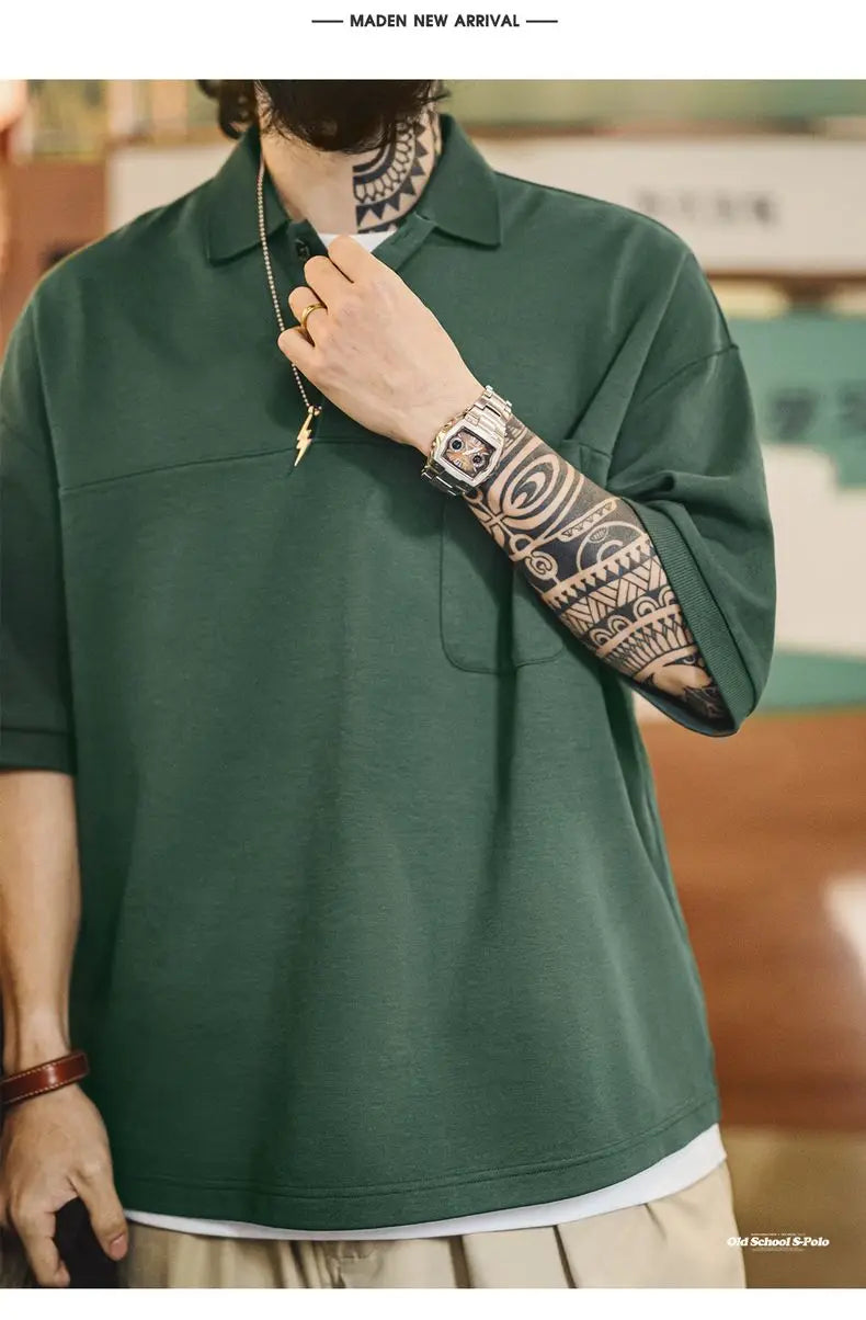 Men's Vintage Green Polo Shirt – Structured Style with Casual Ease
